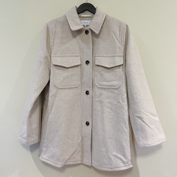Reiss Oatmeal Nina Wool Over-shirt Women US8 - Picture 2 of 9